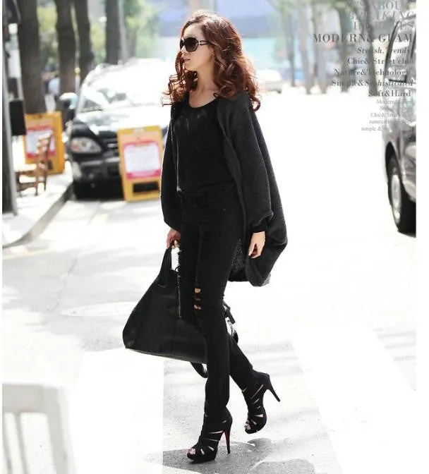 Women Casual Loose pullover Shawl shrug-Cardigans