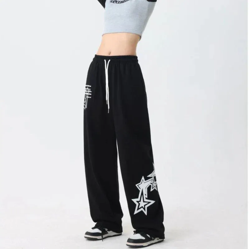 Women Hip Hop Streetwear High Waist Trousers Vintage Elastic Casual Jogging Pants