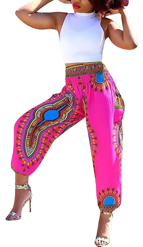 Women's Afrikan Dashiki Floral Casual Loose Baggy Pants