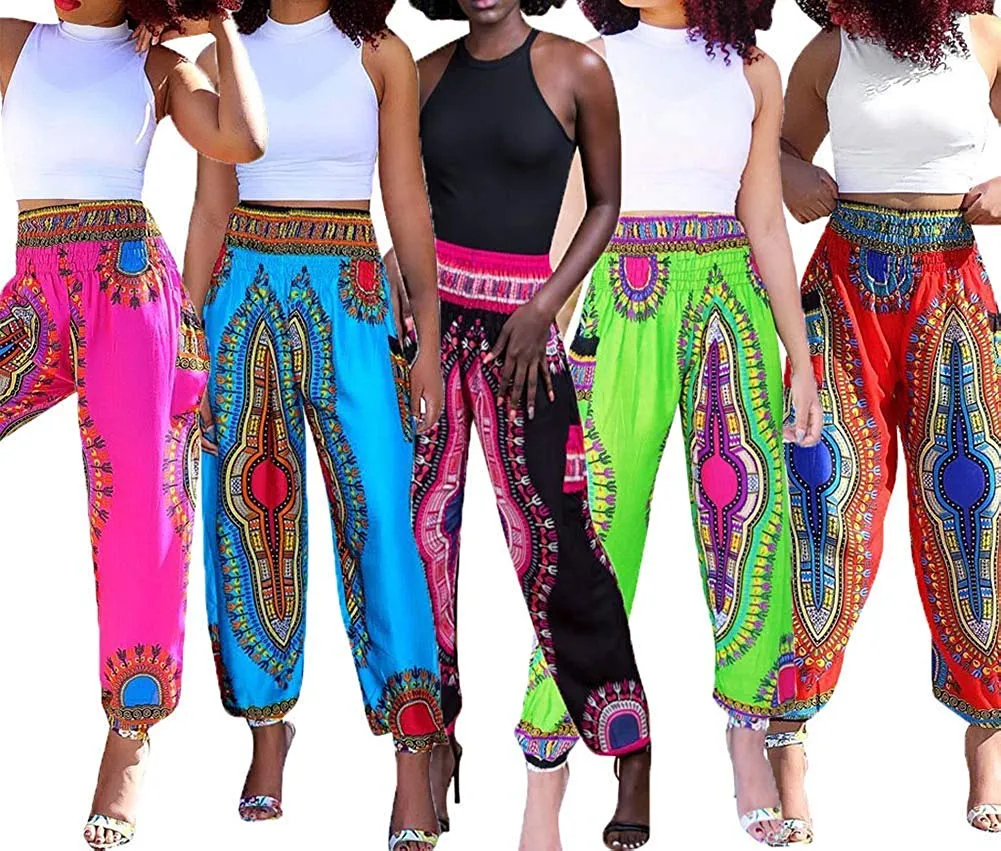 Women's Afrikan Dashiki Floral Casual Loose Baggy Pants