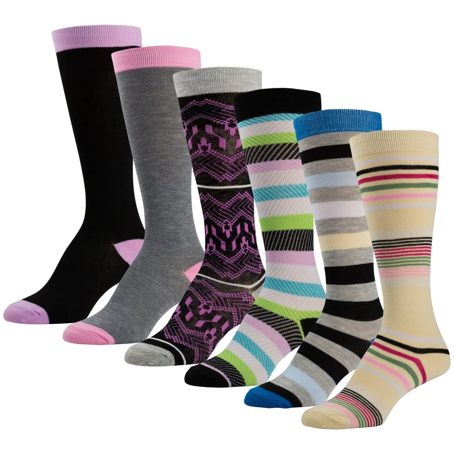 Women's Fancy Designed Colorful Knee High Socks, Size 9-11