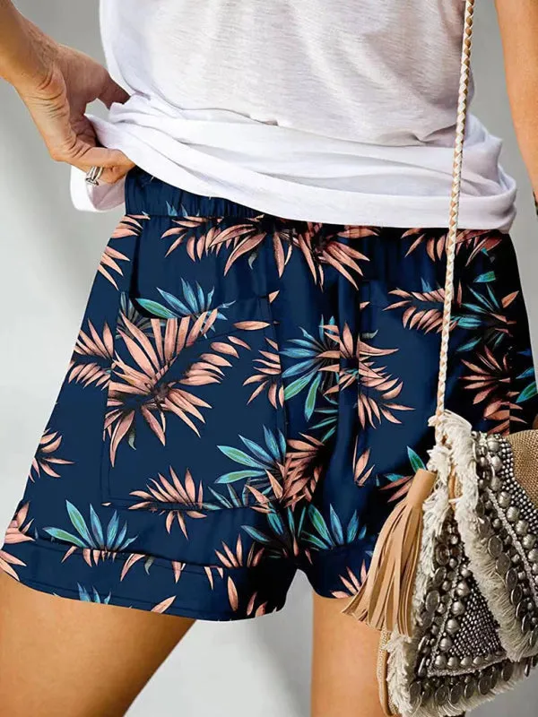 Women's Floral Print High Waist Straight Leg Lounge Shorts