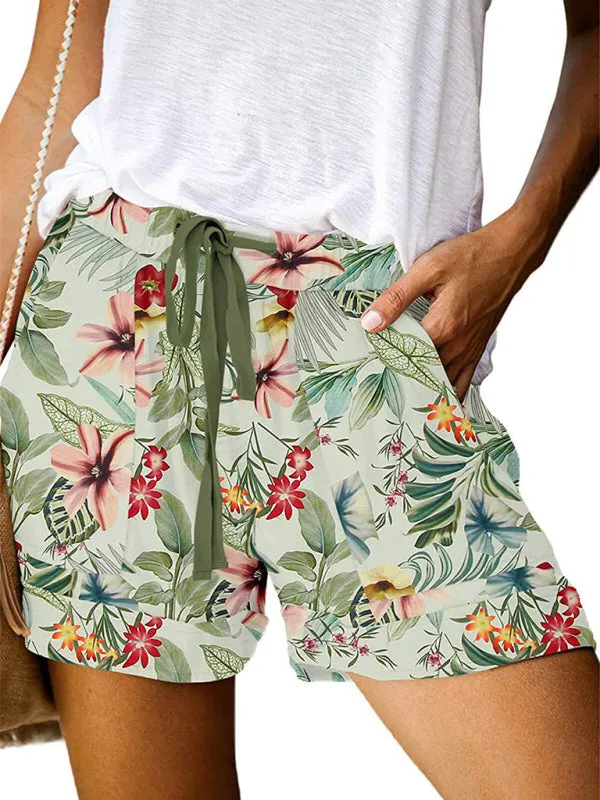 Women's Floral Print High Waist Straight Leg Lounge Shorts