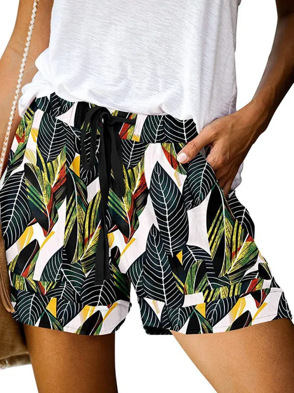 Women's Floral Print High Waist Straight Leg Lounge Shorts