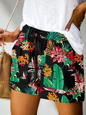 Women's Floral Print High Waist Straight Leg Lounge Shorts