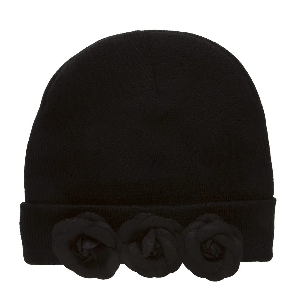 Womens Flower Cuff Beanie