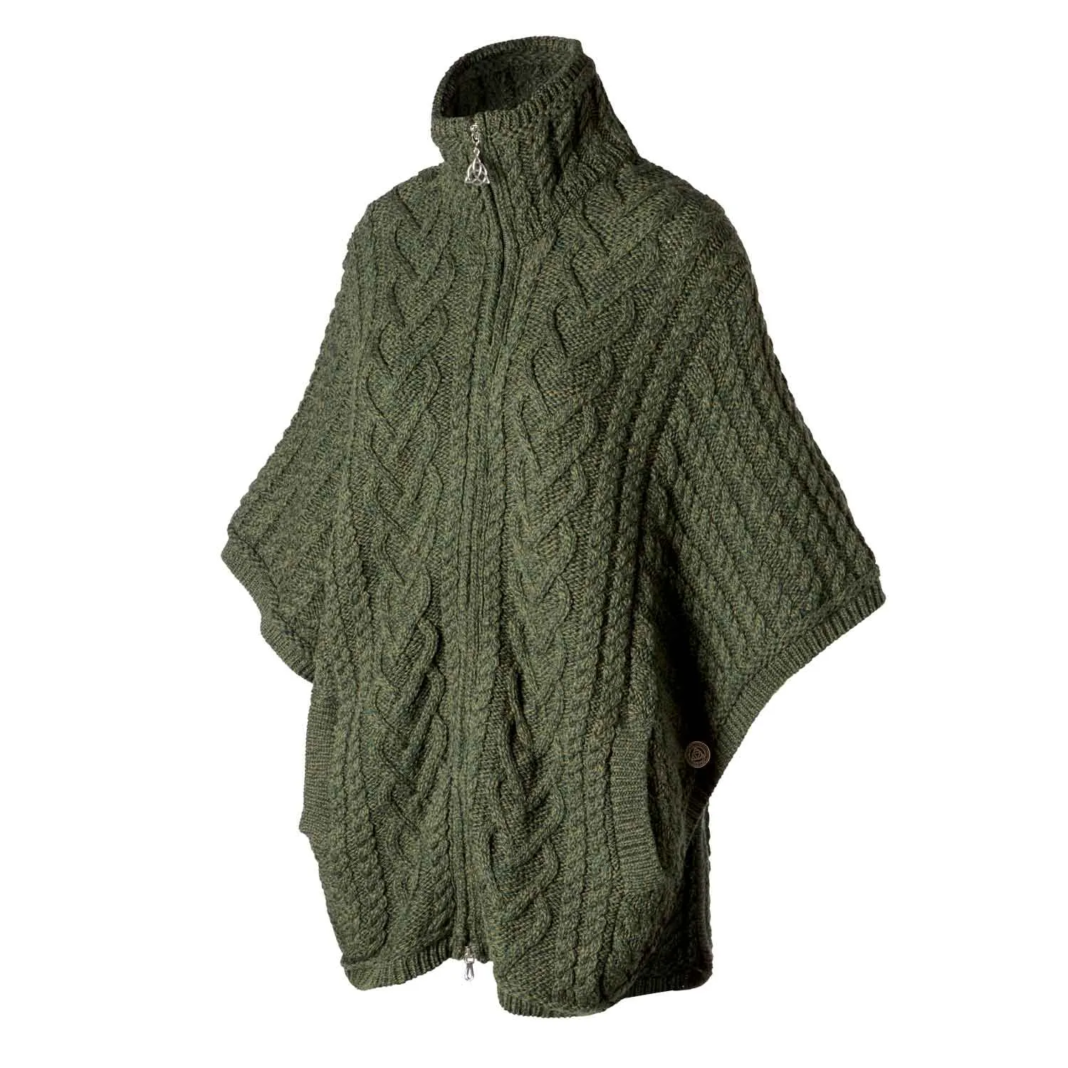 Women's Funnel Neck Poncho Jacket, Army Green