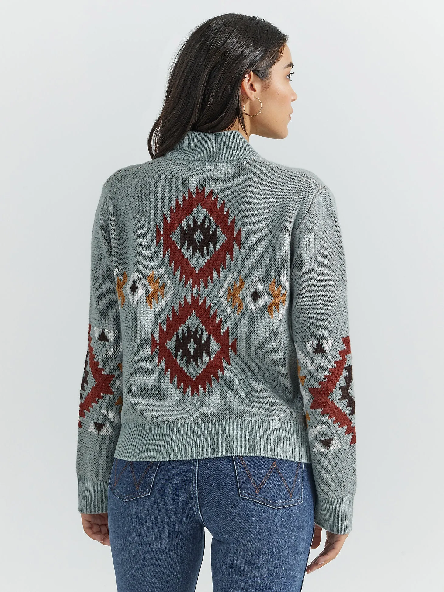 Women's Southwestern Full Zip Cardigan Sweater - Cactus