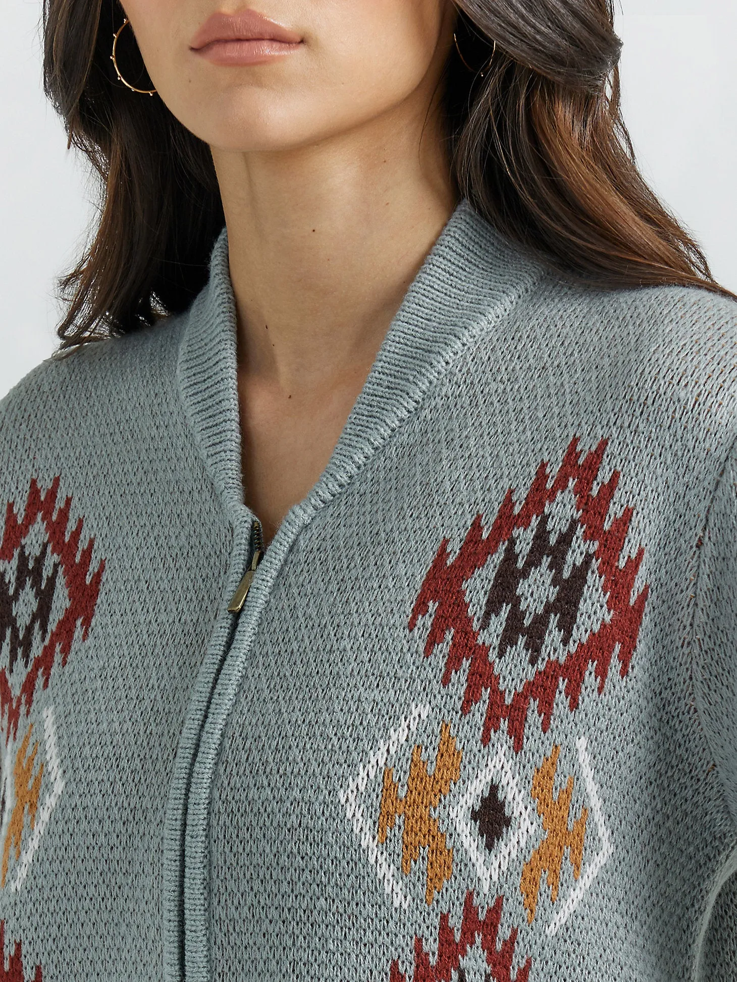 Women's Southwestern Full Zip Cardigan Sweater - Cactus