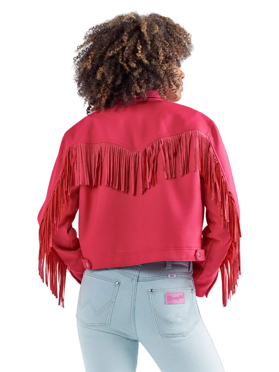 Wrangler Women's Barbie Fringe Wrancher In Barbie Pink Jacket