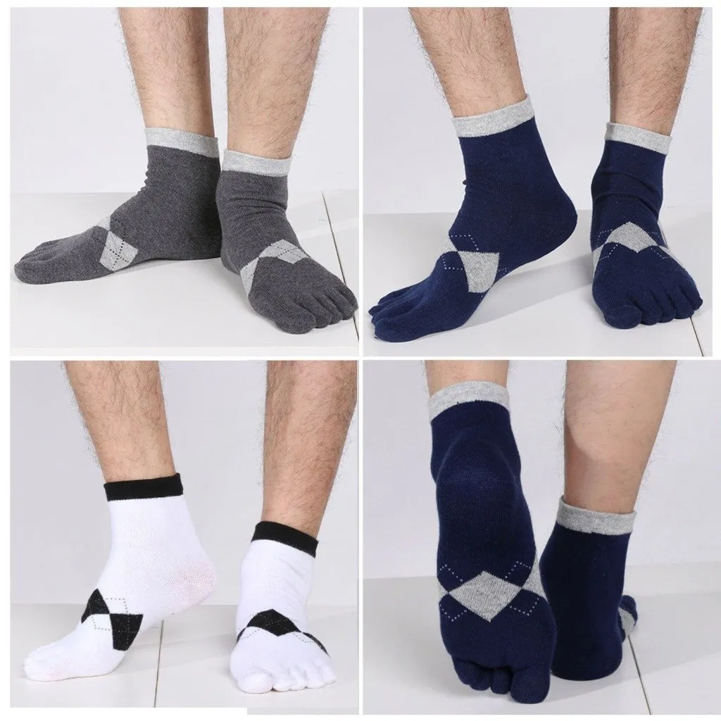 ZFSOCK Classic Neutral Colors 5 Finger Crew Socks for Men, 5 Pairs