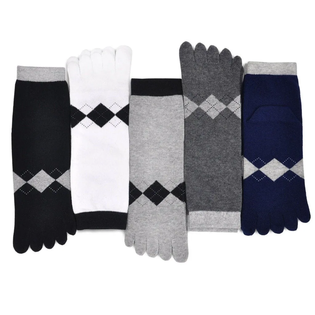 ZFSOCK Classic Neutral Colors 5 Finger Crew Socks for Men, 5 Pairs